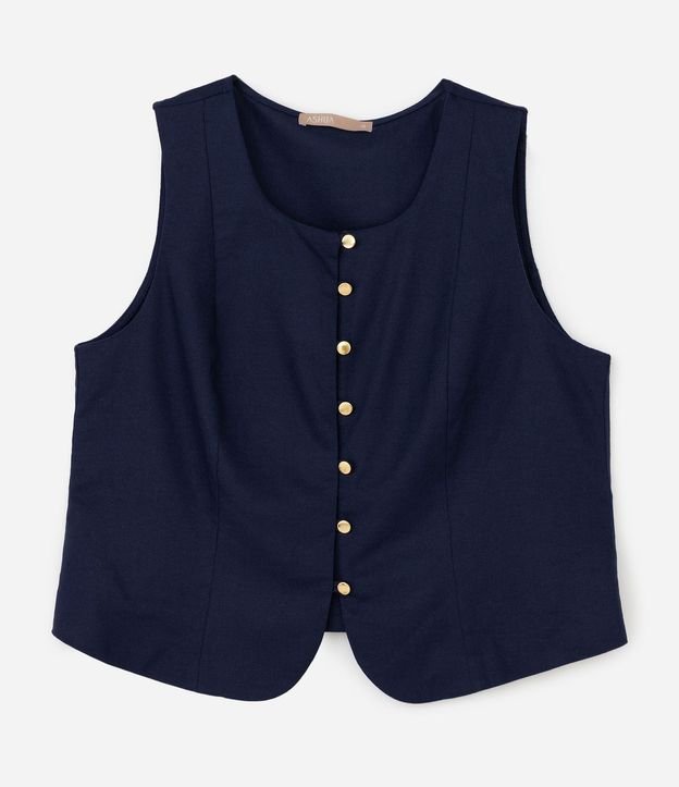 Blusa Chaleco con Lino y Botones Curve & Plus Size 5