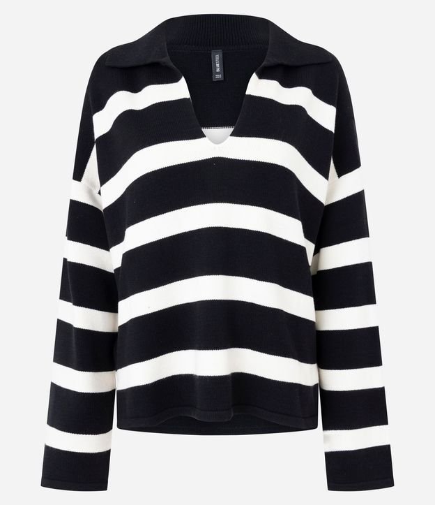 Blusa de Frio en Punto Listrado con Cuello Polo 5