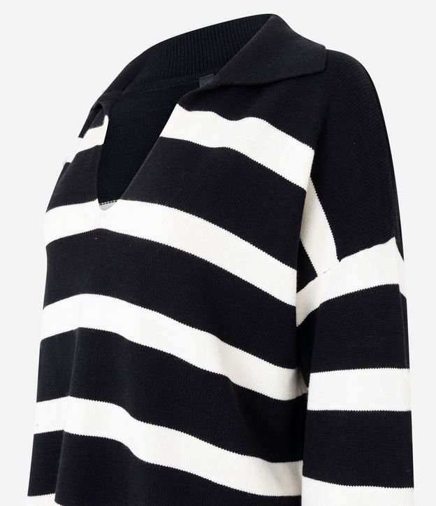 Blusa de Frio en Punto Listrado con Cuello Polo 6