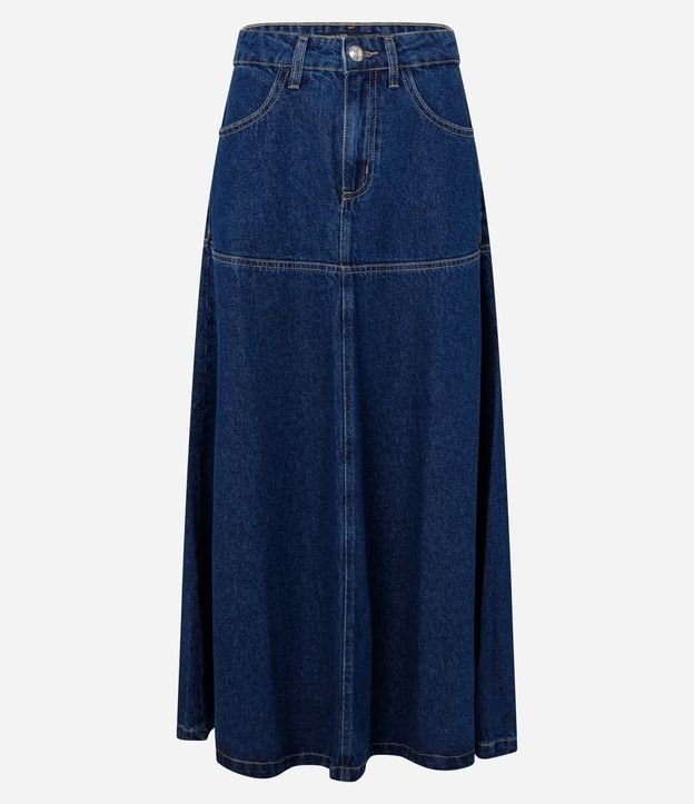 Pollera Midi en Jeans con Recortes y Modelo Evasê