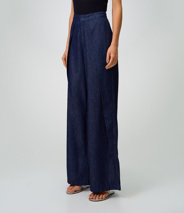 Pantalón Wide Leg en Jeans con Cintura Traspasada 2