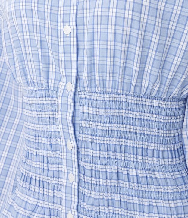 Camisa Acinturada en Tricolina de Cuadros con Fruncidos 6