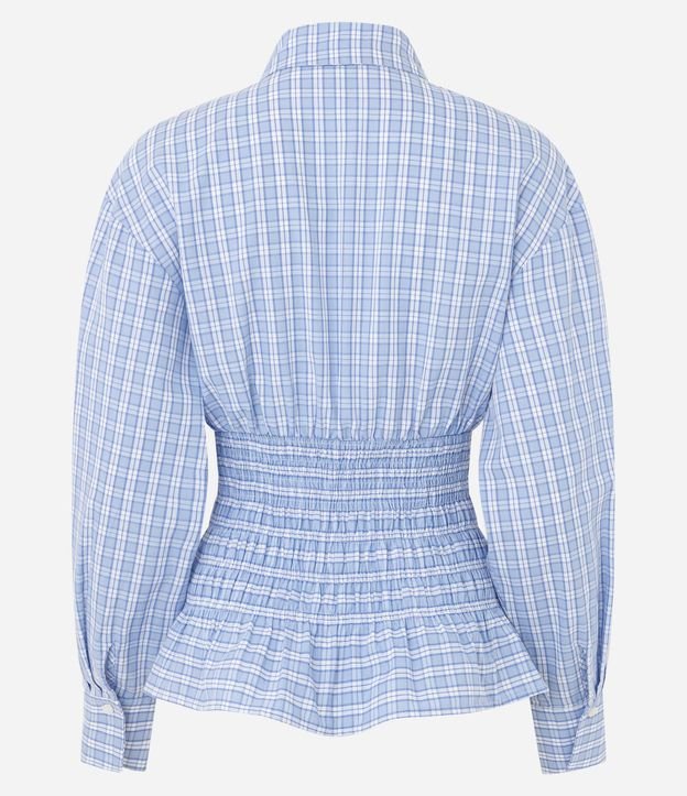Camisa Acinturada en Tricolina de Cuadros con Fruncidos 7