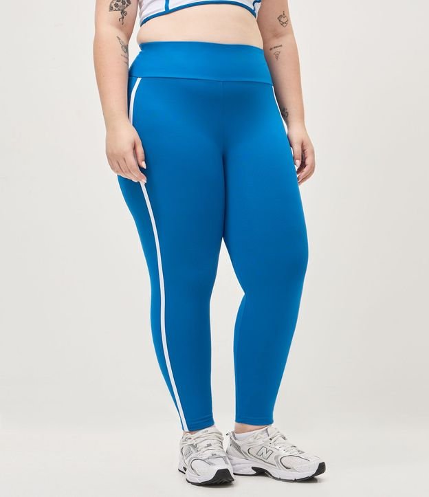 Pantalón Legging Deportiva en Microfibra con Bolsillos y Bies Contrastante 2