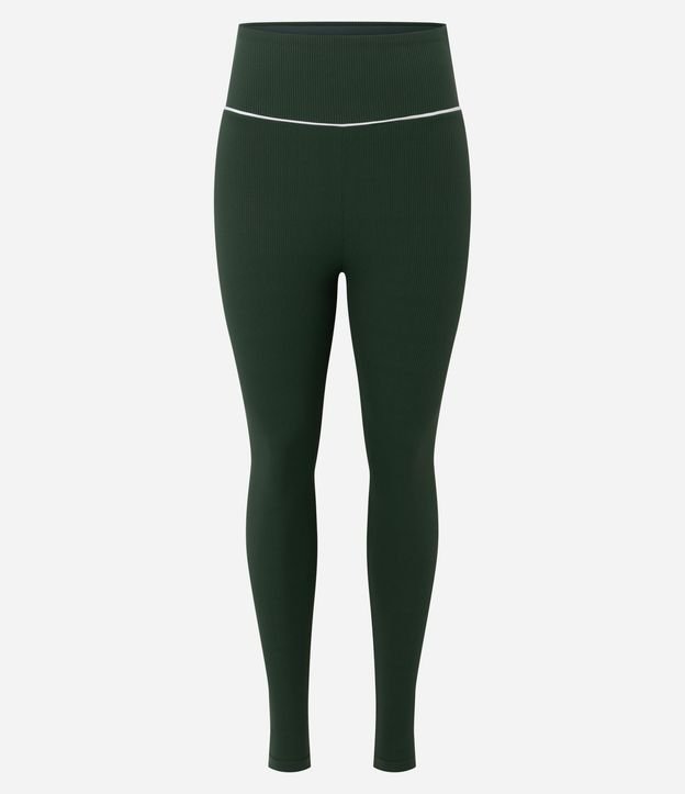 Pantalón Legging Deportiva en Microfibra Acanalada con Friso Contrastante 4