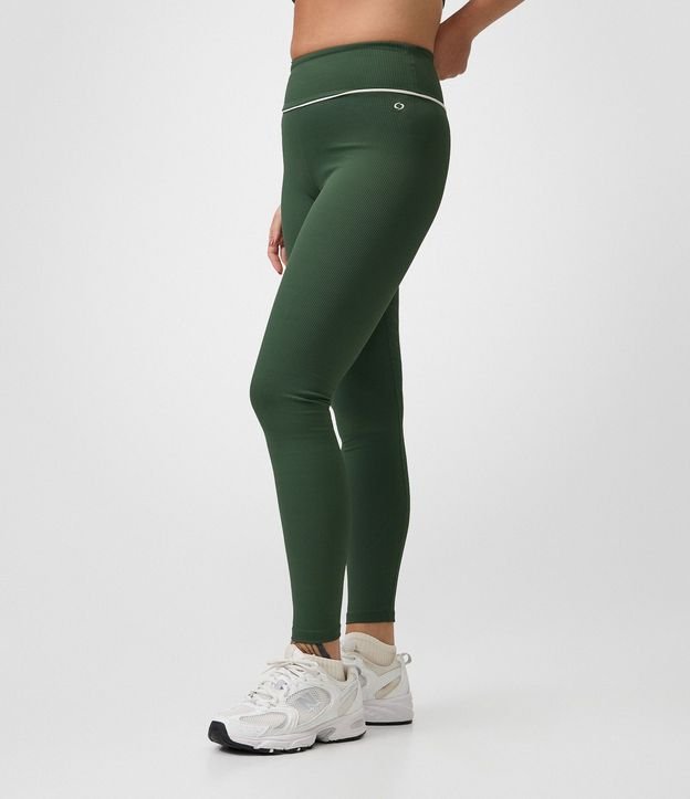 Pantalón Legging Deportiva en Microfibra Acanalada con Friso Contrastante 2