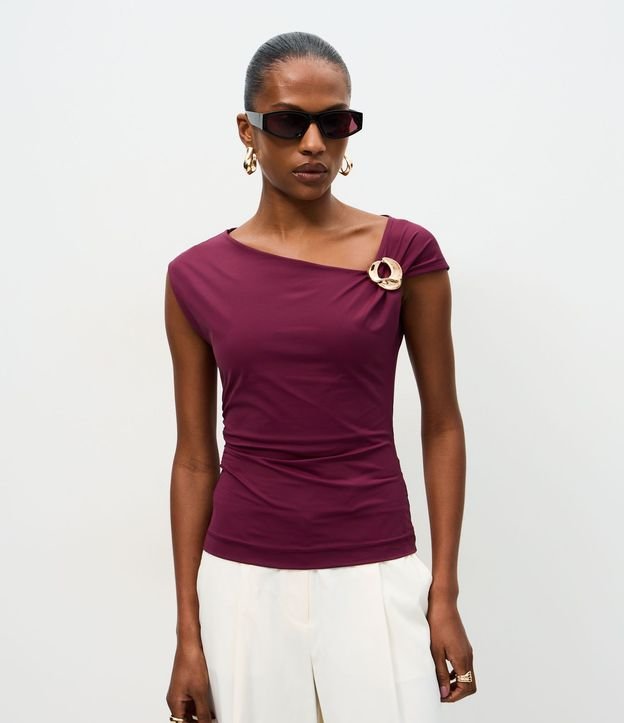 Blusa en Poliamida con Adorno en el Hombro