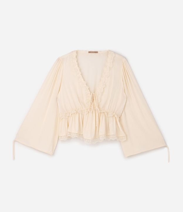 Blusa Bata en Viscosa con Encaje Curve & Plus Size 5