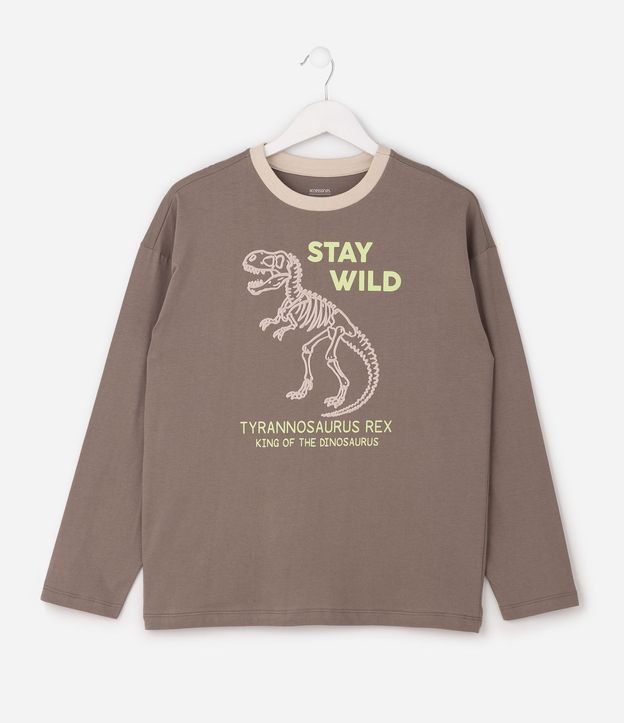 Pijama Largo Infantil con Estampado Dinosaurio y de Cuadros – Talle 5 a 14 años 3