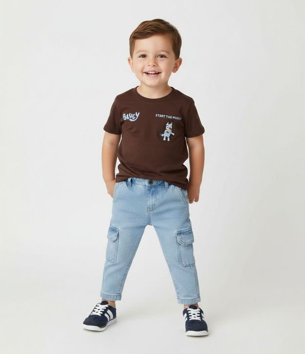Remera en Algodón con Bordado Interactivo Bluey Infantil - Talle 2 a 6