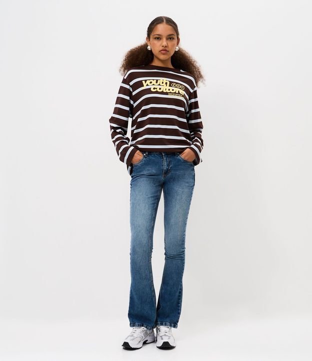 Pantalón Bootcut en Jeans con Cintura Baja 1