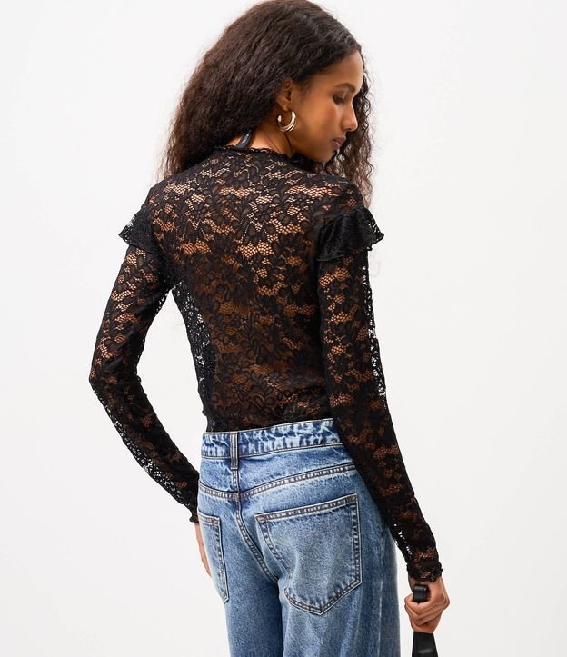 Blusa de Encaje Manga Larga con Volados 4