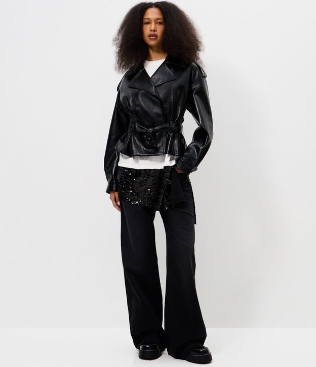 Campera Trench Coat en PU con Cinturón 2
