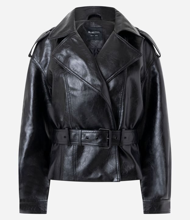 Campera Trench Coat en PU con Cinturón 6
