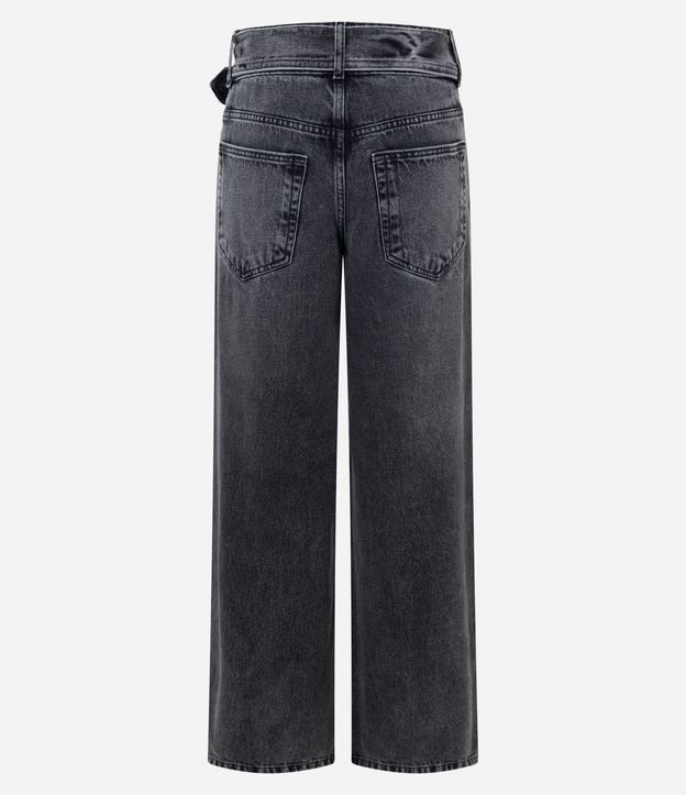 Pantalón Wide Leg Jeans con Cintura Baja y Cinturón con Hebilla 2