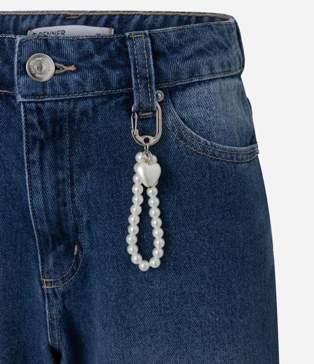 Pantalón Baggy en Jeans con Cintura Mediana Llavero de Perlas y Corazón 8