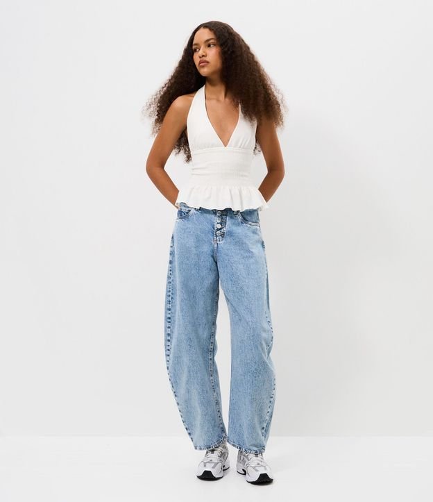 Pantalón Baggy Balloon en Jeans con Cintura Mediana