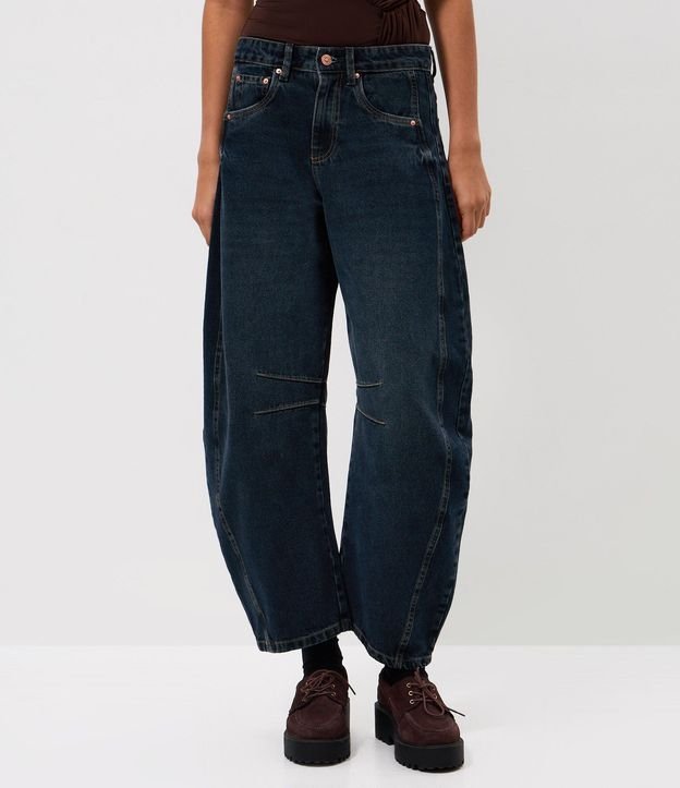 Pantalón Baggy Balloon en Jeans con Cintura Mediana y Recorte Lateral 2