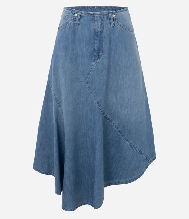 Pollera Midi en Jeans Asimétrica sin Cintura 5