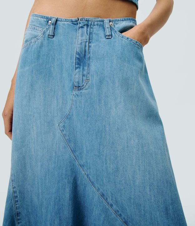 Pollera Midi en Jeans Asimétrica sin Cintura 3