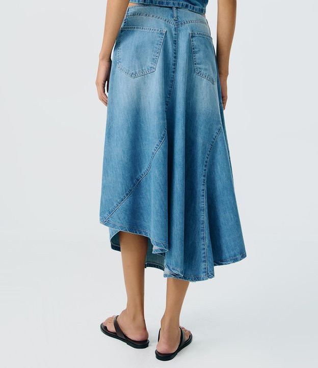 Pollera Midi en Jeans Asimétrica sin Cintura 4