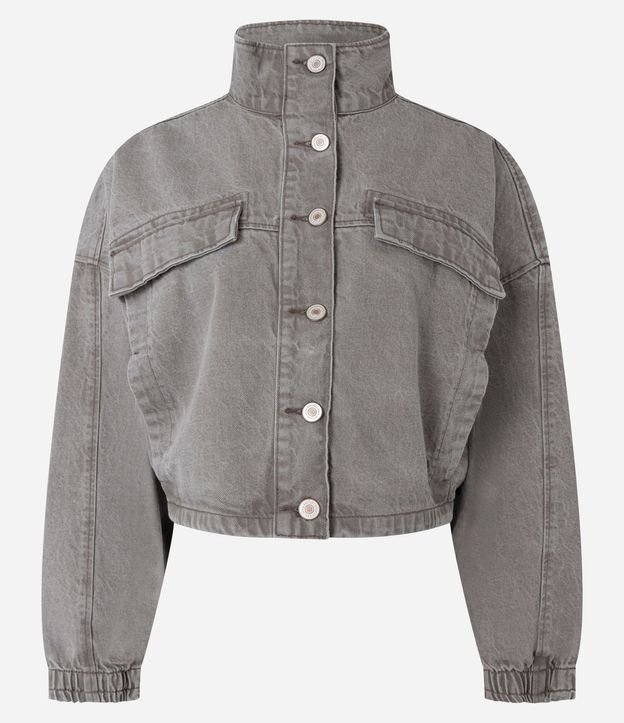 Campera Bomber en Sarga con Bolsos y Cuello Alto 5