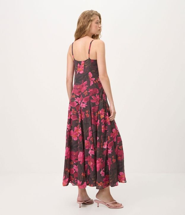 Vestido Midi en Chiffon Floral con Escote Cuadrado 4