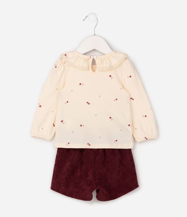 Conjunto Infantil en Terciopelo Coctel de Blusa y Short Pollera - Talle 0 a 18 Meses 3