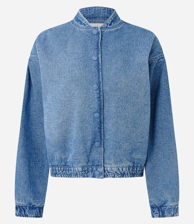 Campera Bomber en Jeans con Puños Ajustados y Botones 5