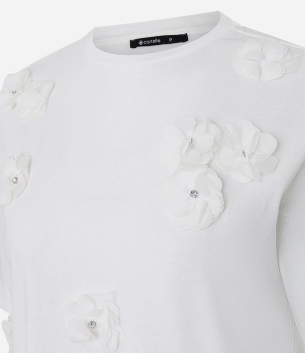 Remera en Algodón con Flores Aplicadas y Detalles Brillantes 2