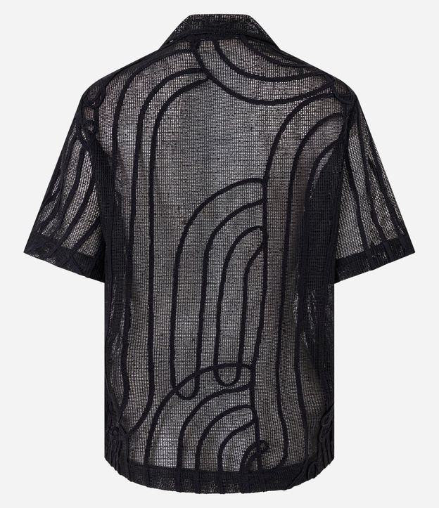 Blusa Polo con Transparencia y Bordado Abstracto 8