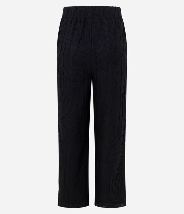 Pantalón Wide en Punto con Transparencia y Bordado Abstracto 8