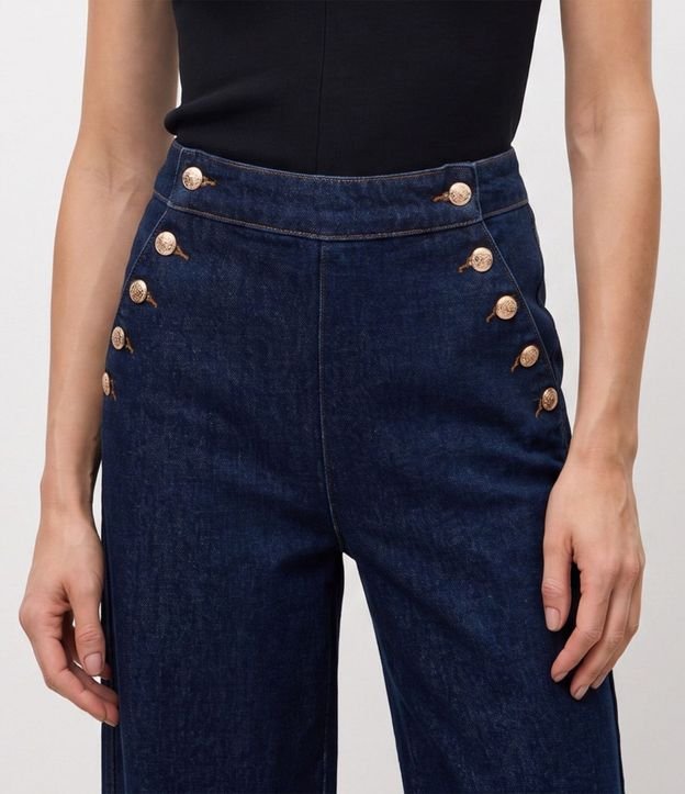 Pantalón Wide en Jeans con Botones Delanteros 3