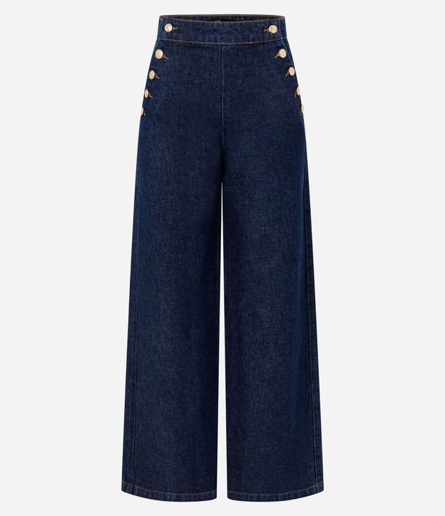 Pantalón Wide en Jeans con Botones Delanteros 5