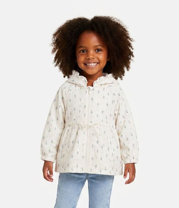 Campera Parka Infantil con Capucha Estampa Floral – Talle 1 a 6 años