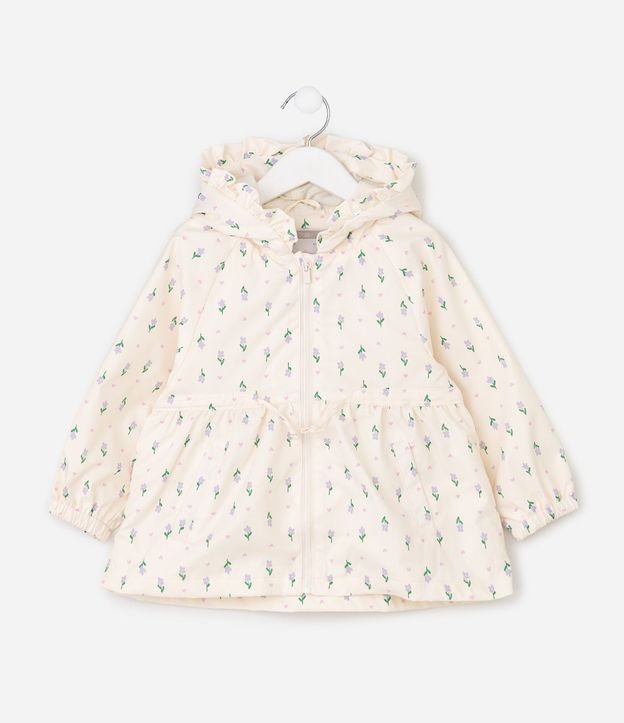 Campera Parka Infantil con Capucha Estampa Floral – Talle 1 a 6 años 2