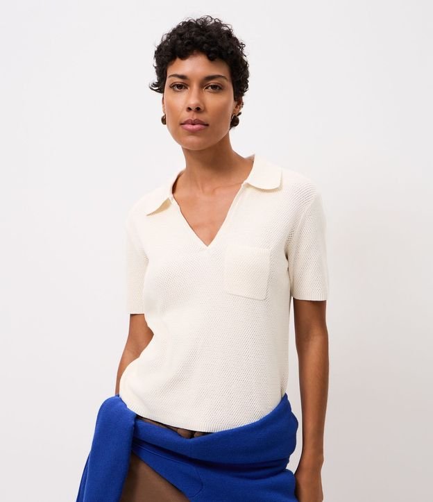 Blusa Regular en Punto con Bolsillo Delantero