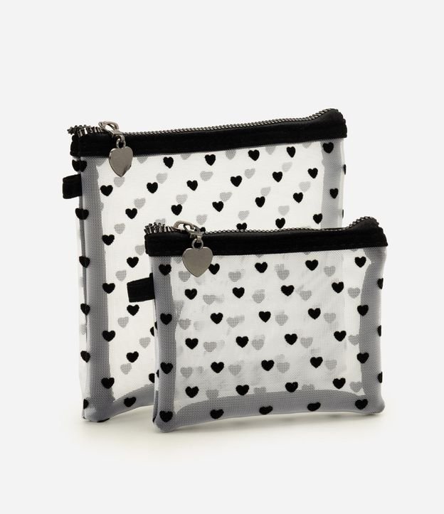 Kit 02 Neceser con Estampado de Corazón