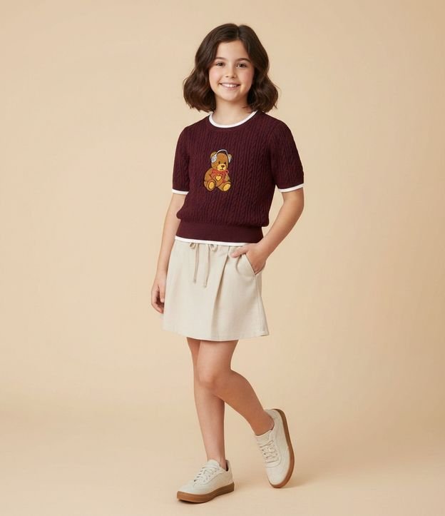 Short Pollera Liso con Pliegues - Talle 5 a 16 años