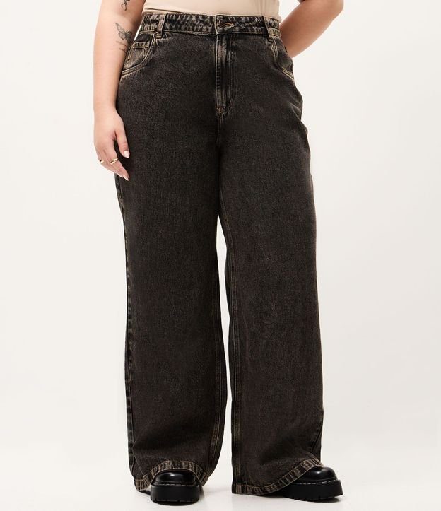 Pantalón Wide en Jeans con Bajo a Hilo Curve & Plus Size 2