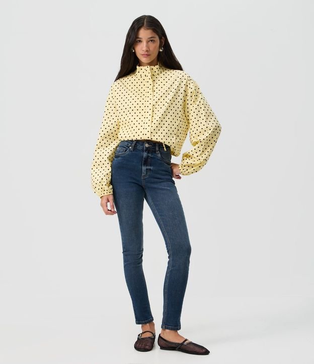 Pantalón Skinny en Jeans con Cintura Alta