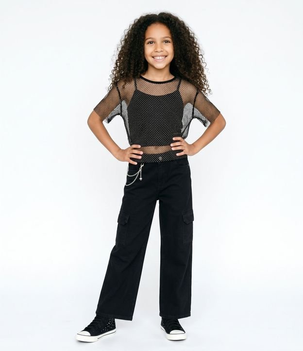 Blusa Cropped Infantil en Tule Texturizado con Top - Talle 5 a 16 años 1