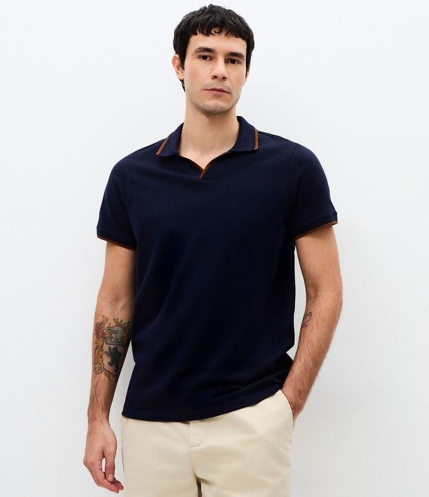 Camisa Polo Manga Corta con Detalle Contrastante
