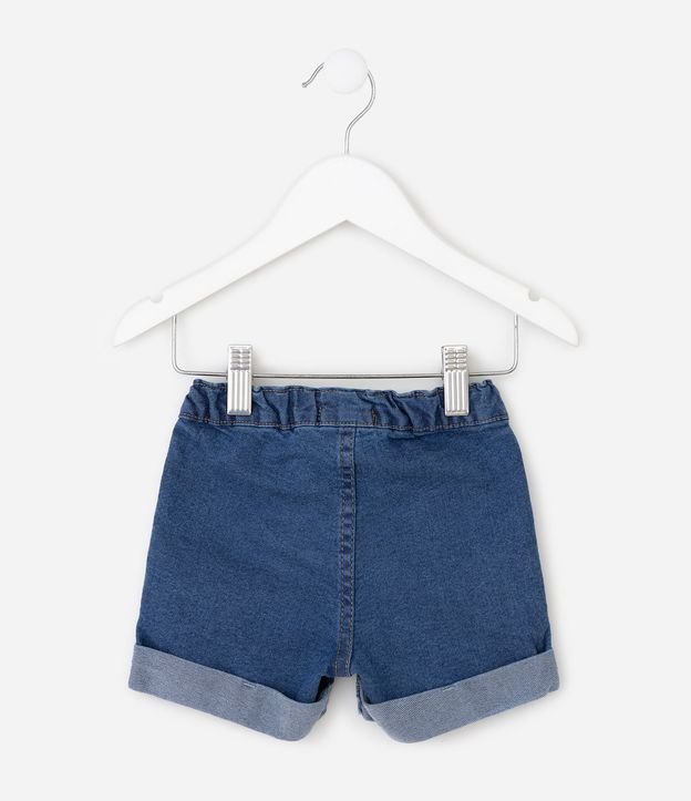 Bermuda Bebé en Jeans con Bordado de Perro en el Bajo – Talle 0 a 18 Meses 3