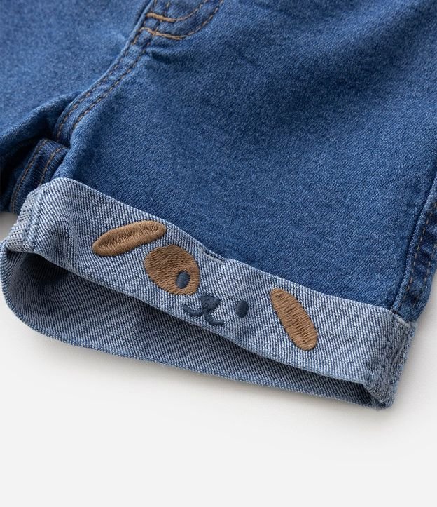 Bermuda Bebé en Jeans con Bordado de Perro en el Bajo – Talle 0 a 18 Meses 5