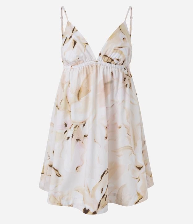 Vestido Corto en Tricolina con Estampa Floral Aquarelada 6