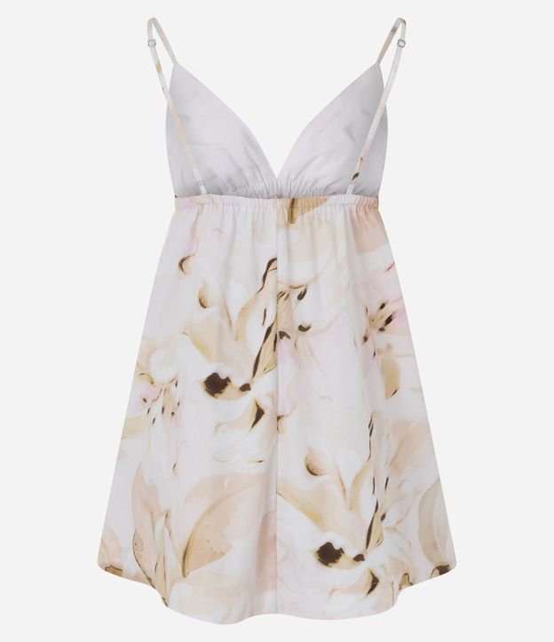 Vestido Corto en Tricolina con Estampa Floral Aquarelada 7