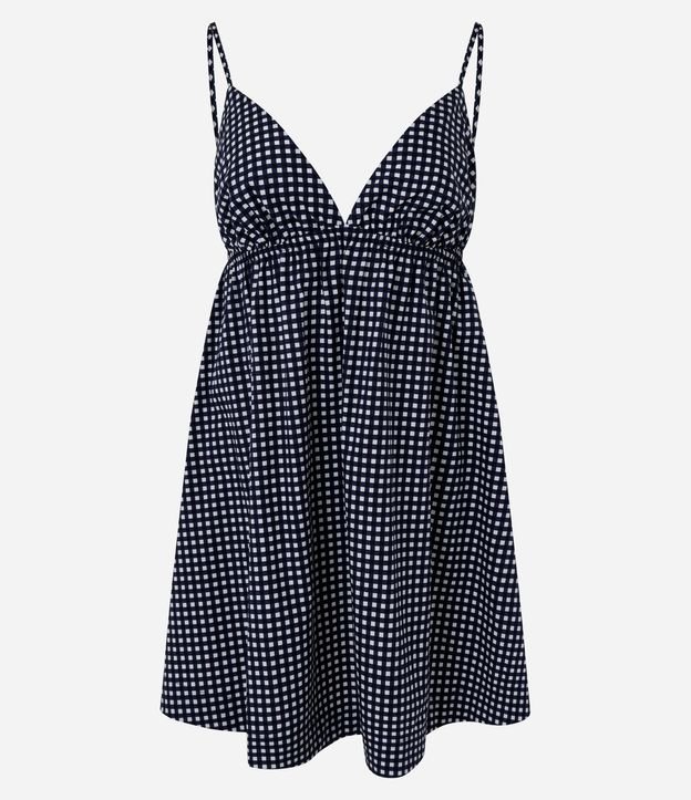 Vestido Corto en Tricolina con Estampa de Cuadros 6
