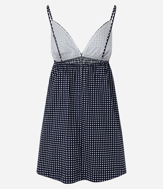 Vestido Corto en Tricolina con Estampa de Cuadros 7