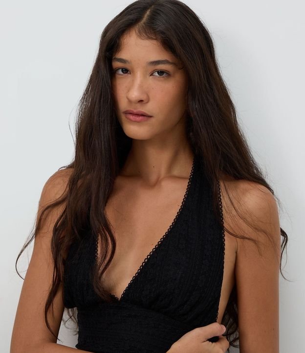 Vestido Midi Frente Unica en Encaje con Lazo 3